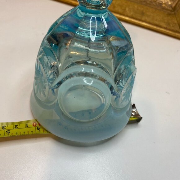Vintage FENTON Blue Opalescent Bell Approx 7” x 4” Moons And Stars - Picture 8 of 8